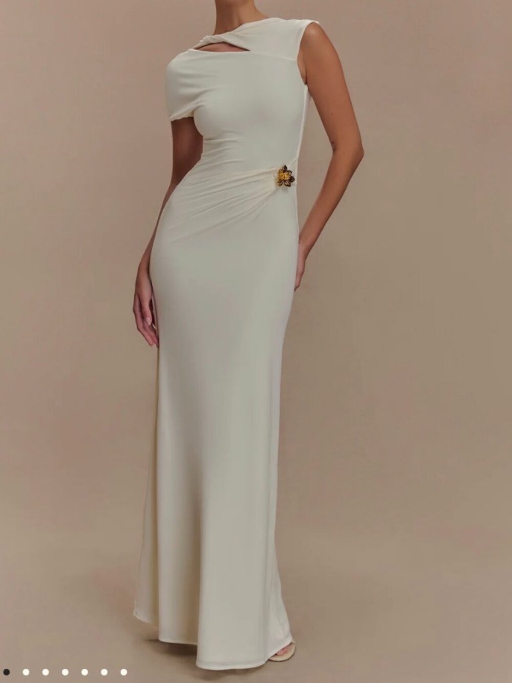 Meshki Kaida slinky Maxi Dress in Ivory